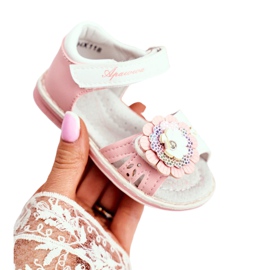 Apawwa Dětské sandálky se suchým zipem Flower Pink Mino bílý růžový Apawwa Dětské sandálky se suchým zipem Flower Pink Mino bílý růžový