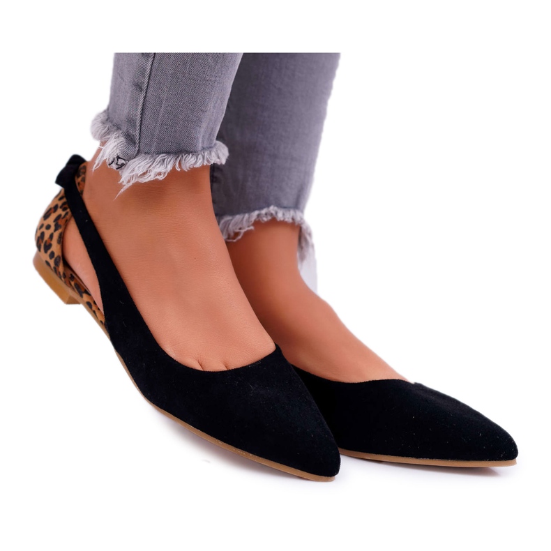 Lu Boo Ballerina In Spitz Black Suede Lepší černá