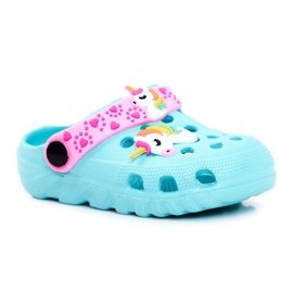 Bona Dětské pantofle Pěnové Crocs Blue Unicorn Lily fialový modrý