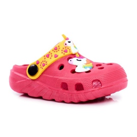 PB2 Dětské pantofle Pěnové Crocs Pink Unicorn Lily růžový žluť