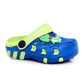 Dětské pantofle Pěnové Crocs Navy Blue Crocodile Casper modrý žluť