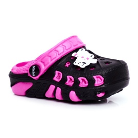 Dětské pantofle Pěnové Crocs Černý lední medvěd Oddie černá růžový
