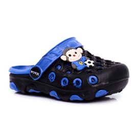 Dětské pantofle Pěnové Crocs Black Monkey Footballer černý modrý