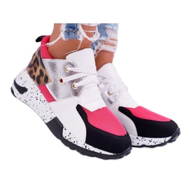 Dámské sportovní boty Lu Boo s leopardím vzorem bílé Malibu bílý černý růžový stříbro