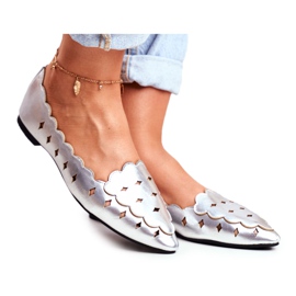 Lu Boo Dámské balerínky Stříbrná metalíza Dianna šedá