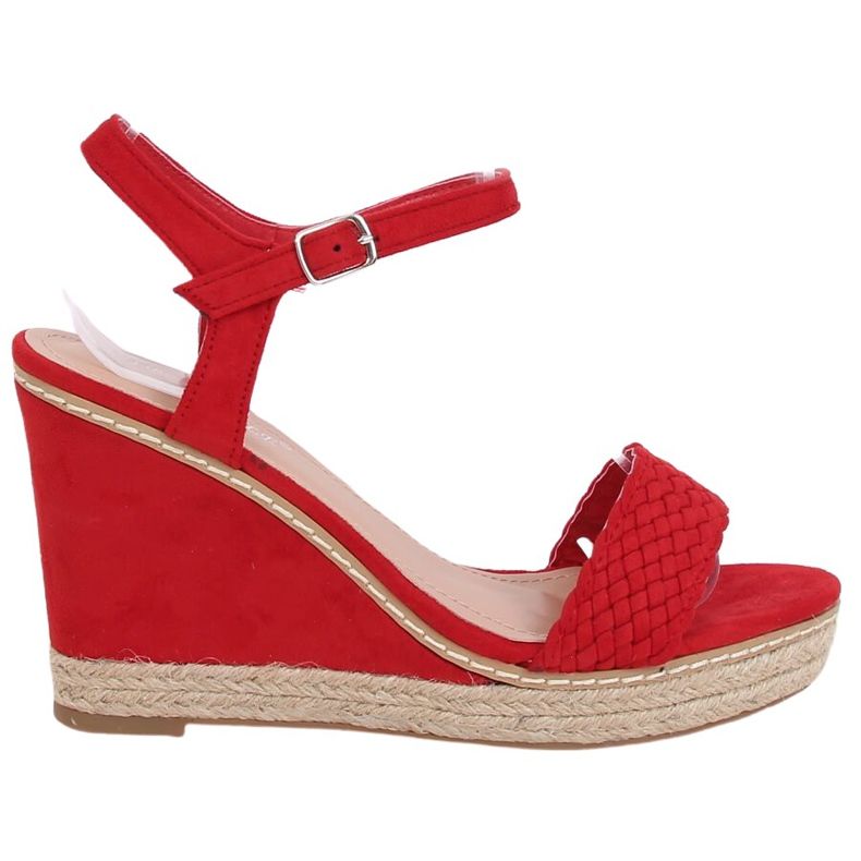 Červené espadrilky na klínech, červené druhy 100-937SC-1 Red Ii