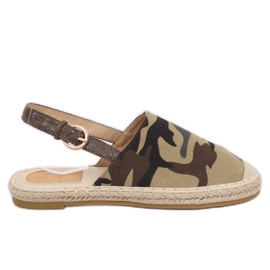 Espadrilky s kamufláží HH-119 s otevřenou patou zelený