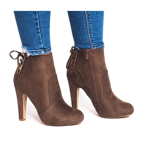 Boty na vysokém podpatku 88-48 Khaki zelená Boty na vysokém podpatku 88-48 Khaki zelená