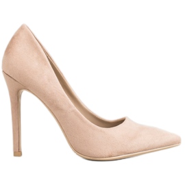 Small Swan Semišové Lodičky Na Kolíku hnědý Small Swan Semišové Lodičky Na Kolíku hnědý