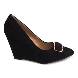 Semišová klínová čerpadla LE113 černá černý