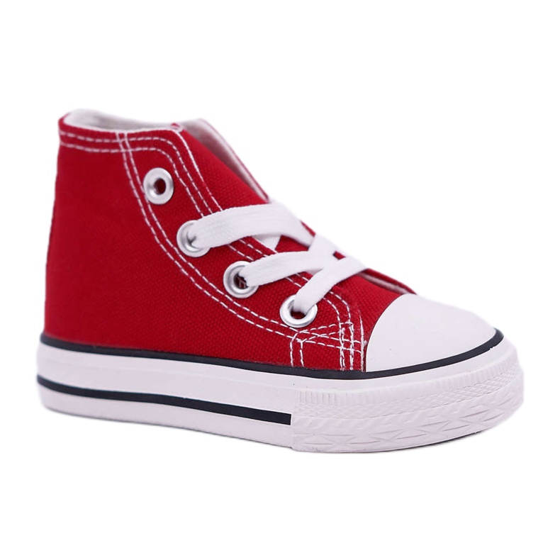 FRROCK Dětské klasické vysoké tenisky se zapínáním na zip Červený Filemon bílý červené