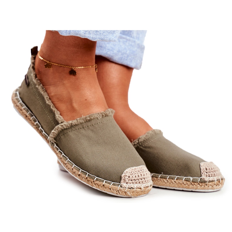 Dámské espadrilky pletená podrážka Khaki Big Star DD274760 zelená