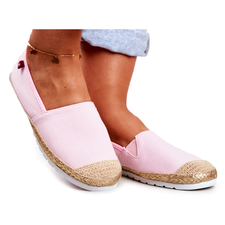 Dámské espadrilky, pletená podešev růžová Big Star DD274728 růžový