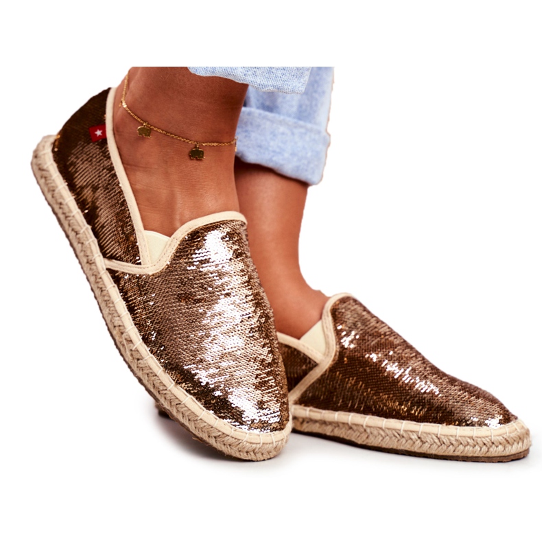 Dámské espadrilky Big Star Iridescent Flitry zlaté DD274A161 zlatý