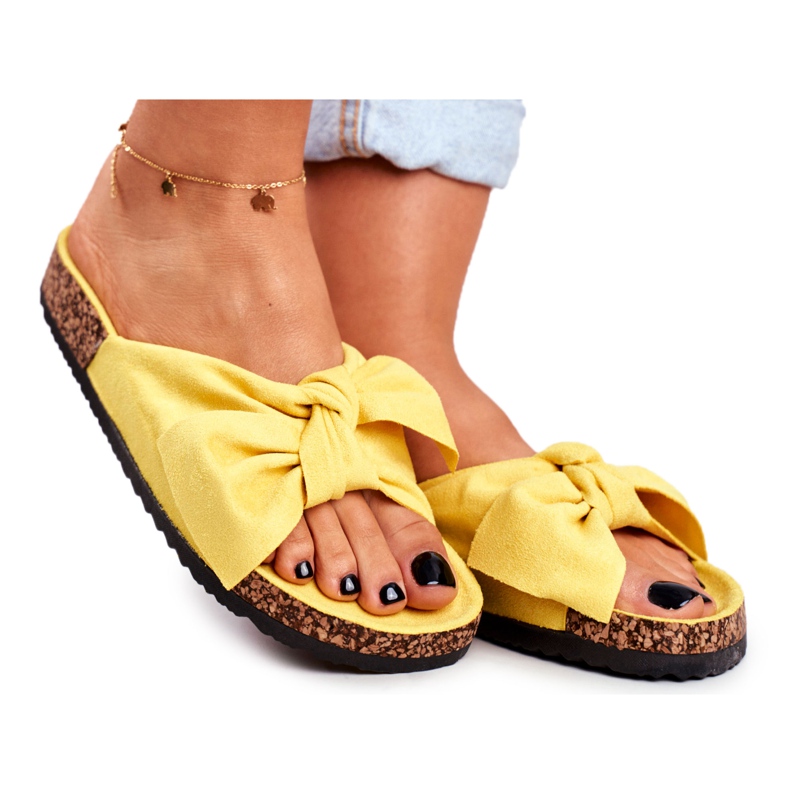 PS1 Dámské žluté pantofle na korkové mašli Wendy žlutá