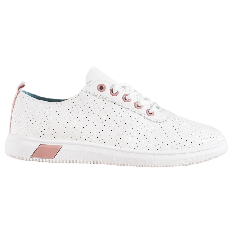 SHELOVET Prolamované tenisky s eko kůží bílý