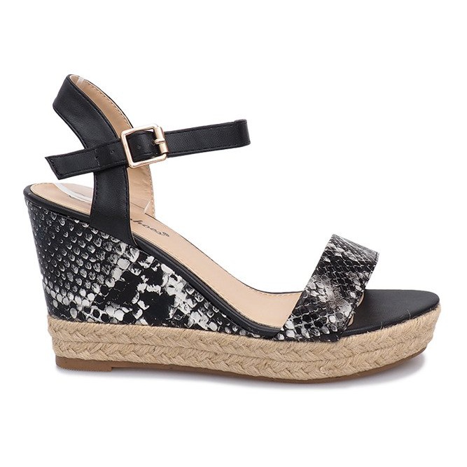 Černé klínové sandály espadrilky 181 černá