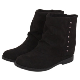 Černé kozačky na skrytém klínu ST-03P Black černý
