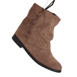Boty na skrytém béžovém klínu ST-03P Khaki béžový hnědý