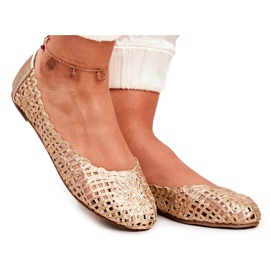 Lu Boo Dámské balerínky se zlatým prolamovaným pletením Lu Boo Dámské balerínky se zlatým prolamovaným pletením