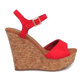 Sandály na klínku Cork 5H5654 Red červený
