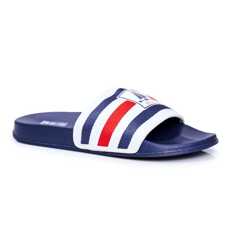Pánské pantofle Big Star Navy Blue DD174691 bílý námořnická modrá