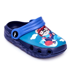 Dětské pantofle Pěnové Crocs Navy Blue Teddy Bear Pilot SuperFly námořnická modř modrý