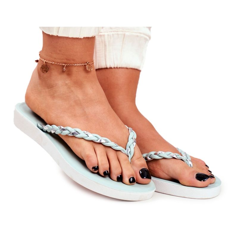 PS1 Dámské pantofle Žabky Pletený opasek Zelená Peggie