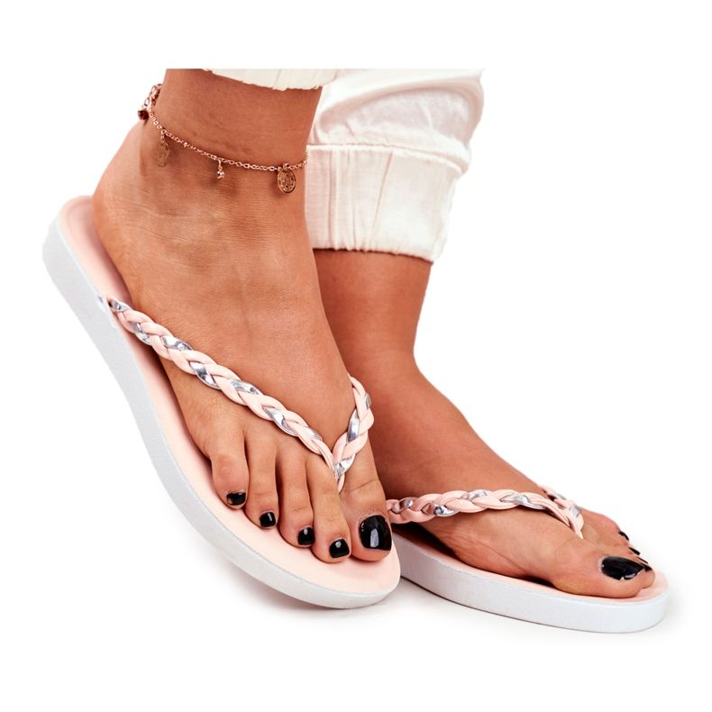 PS1 Dámské pantofle Žabky Pletený opasek Růžový Peggie PS1 Dámské pantofle Žabky Pletený opasek Růžový Peggie