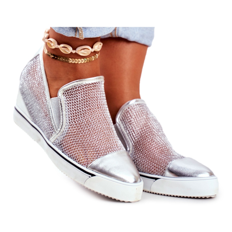 Dámské tenisky Lu Boo se stříbrnou síťovinou Morgono šedá