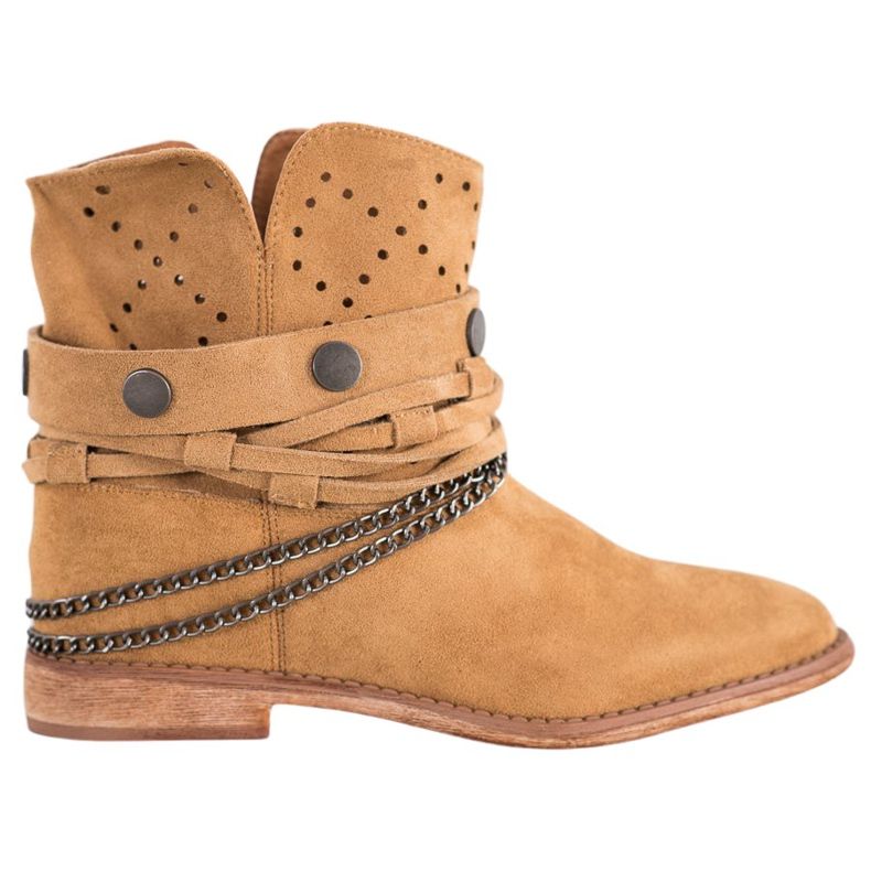 Bella Paris Boty s ozdobnými pruhy hnědý