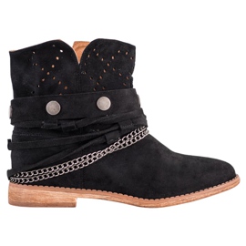 Bella Paris Boty s ozdobnými pruhy černý