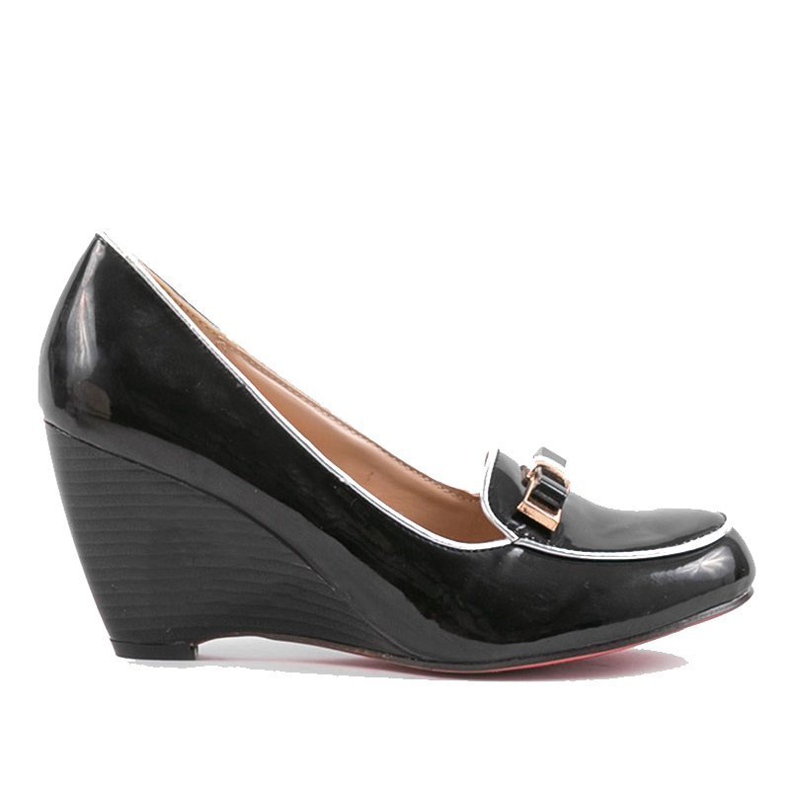 Černé klínové lodičky s mašlí 0088-1 černá