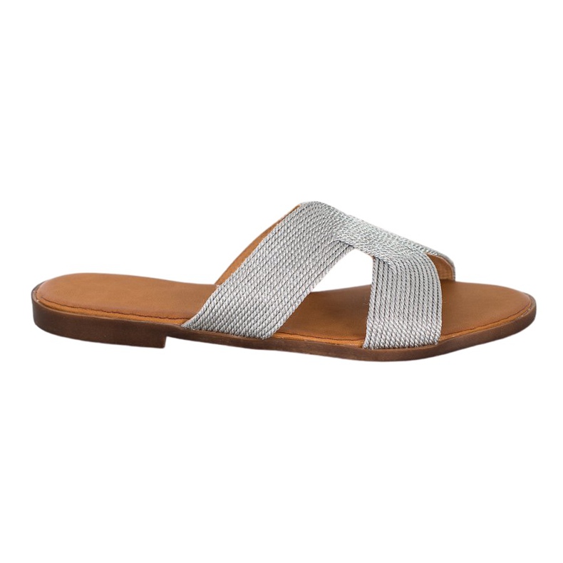 SHELOVET Stylové stříbrné pantofle šedá