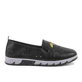 Černé prolamované tenisky s potiskem JH81172-3 černý
