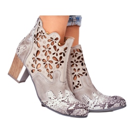 Dámské kozačky na vysokém podpatku Maciejka jarní šedá 04369-13 Dámské kozačky na vysokém podpatku Maciejka jarní šedá 04369-13