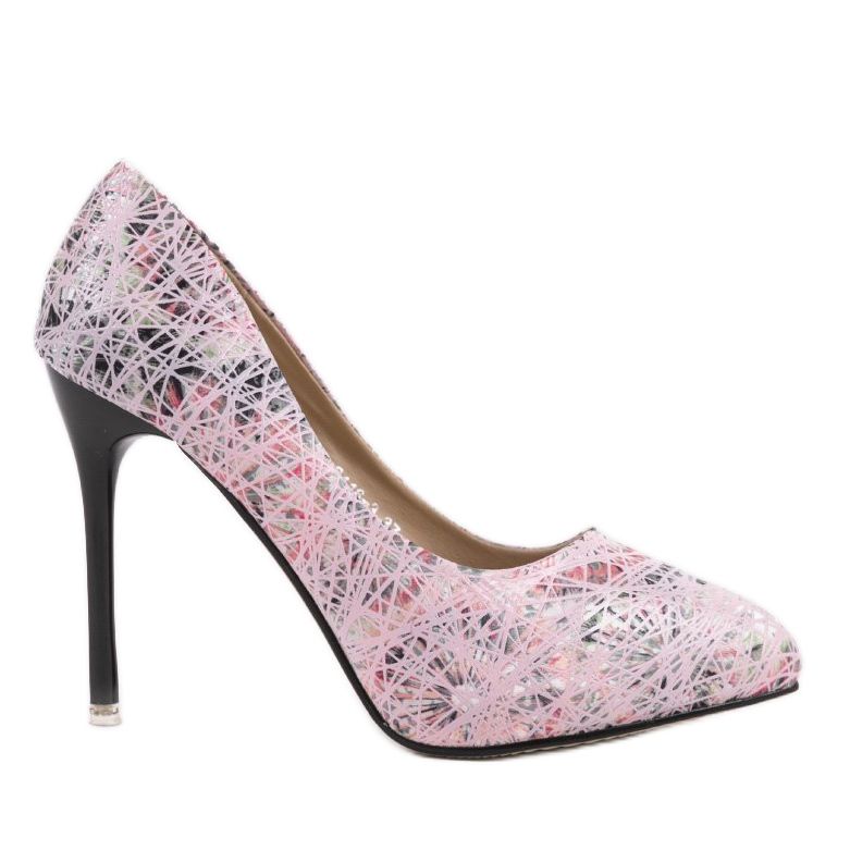 Béžové vysoké podpatky s květinami 0116-3 béžový hnědý vícebarevný Béžové vysoké podpatky s květinami 0116-3 béžový hnědý vícebarevný