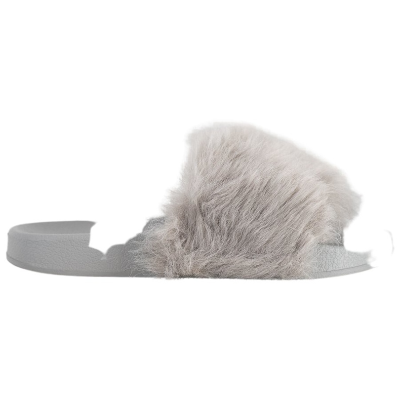 SHELOVET Gumové pantofle s kožešinou šedá