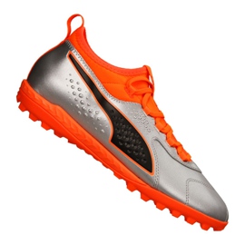 Kopačky Puma One 3 Lth Tt M 104745-01 zelená, oranžová, šedá / stříbrná stříbrný Kopačky Puma One 3 Lth Tt M 104745-01 zelená, oranžová, šedá / stříbrná stříbrný