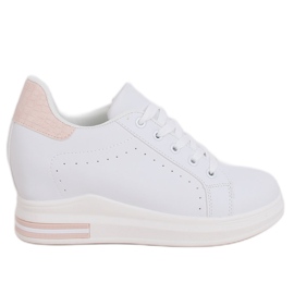 Bílé tenisky MY-0367 WHITE / PINK na skrytém klínu bílý