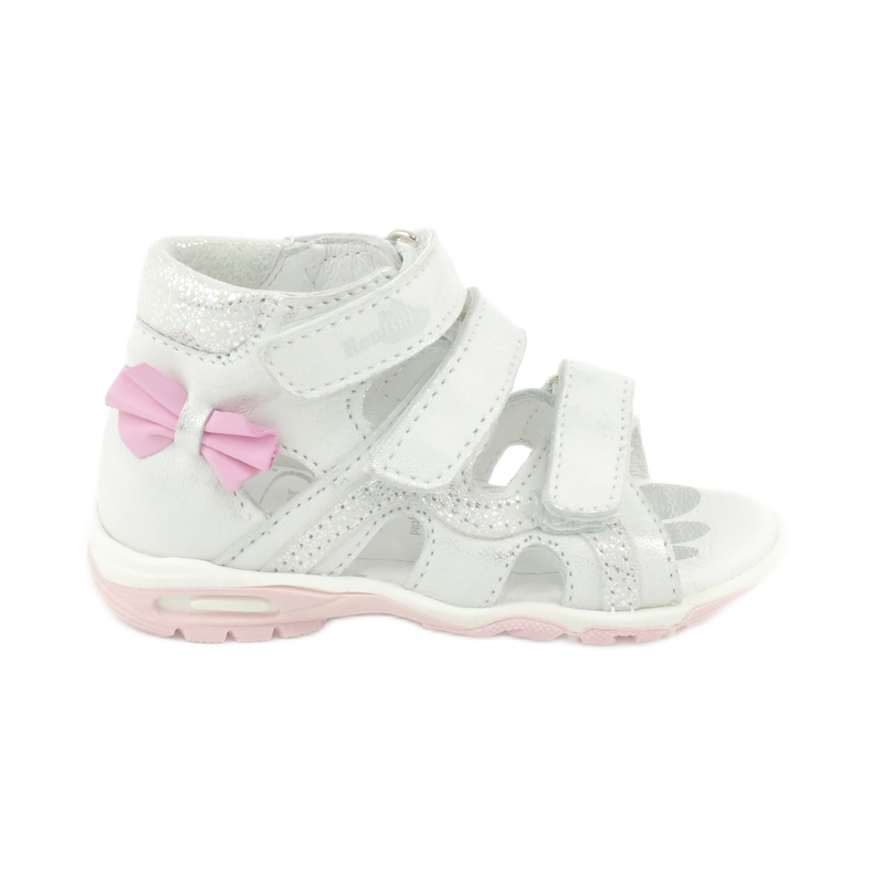 Sandály s mašlí Ren But 1489 bílé postříbřené růžový stříbrný