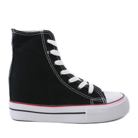 Černé tenisky se šněrovacími klíny B706-1 černá