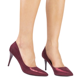 Růžové klasické eko semišové podpatky DD50P červené