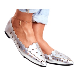 Lu Boo Dámské balerínky Stříbrná metalíza Dianna stříbrný