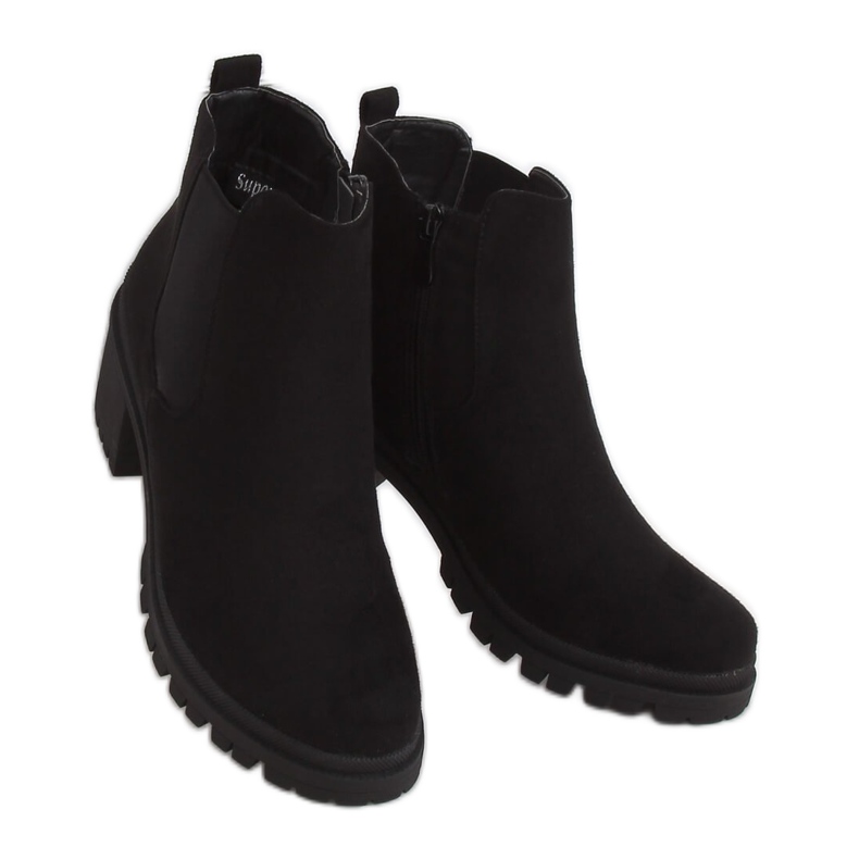 Černé kozačky na širokých podpatcích XJ-25 Black černá