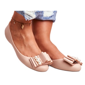 LU BOO Gumové balerínky Meliski se luky béžové Joleen béžový