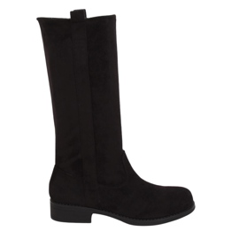 Černé kozačky s rovným svrškem ST-19P Black černý