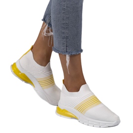 Bílé a žluté sportovní nazouvací boty 8087-SP bílý žlutá