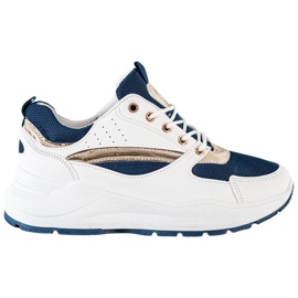 Ideal Shoes Stylové sportovní tenisky bílý námořnická modř