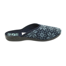 Velurové pantofle Adanex 25405 Navy blue námořnická modř modrý